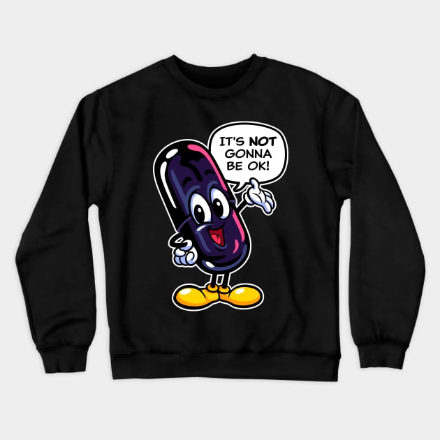 Black Pill ~ Retro Cartoon Mascot Crewneck Sweatshirt by CTKR Studio